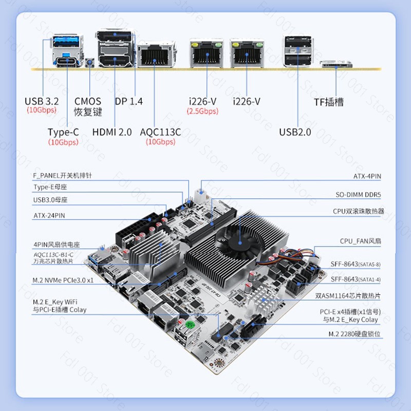 N150 8 Bay 10GbE NAS Motherboa - огляд і ціна Mini Itx Dual 2.5G Nas Motherboard