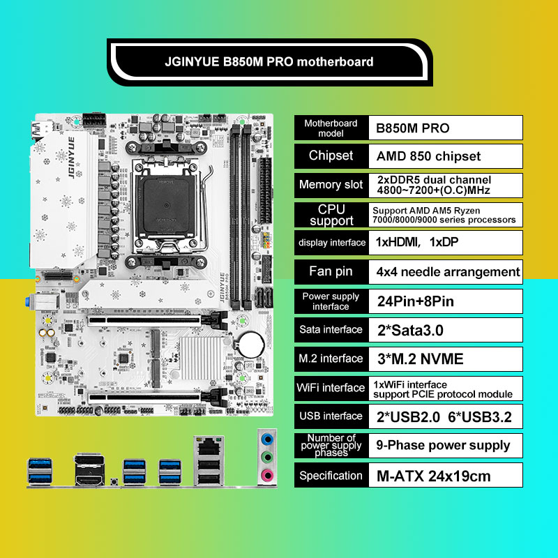 JGINYUE B850M PRO Motherboard  - огляд і ціна Am5 Micro Atx Pcie 5.0 Motherboard